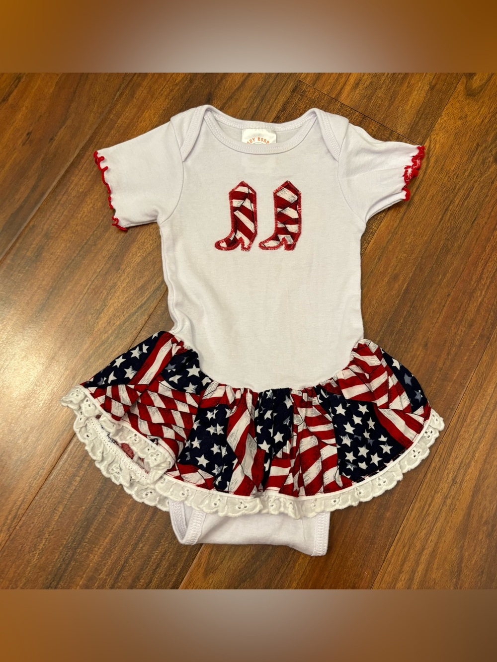 Baby Korral Authentic Western Wear Onesie Dress Cowboy Boots American Flag Skirt